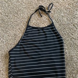 black and white striped halter tank top